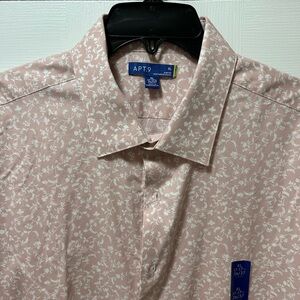 Apt. 9 Pink Casual Button Down Shirt with Elegant Floral Design